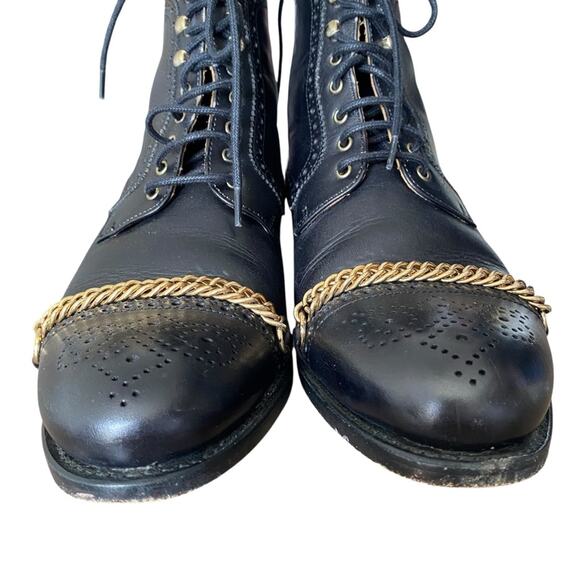 Taft Grail Mens Black Leather Lace Up Chain Boots size 41 US 8 - Picture 4 of 13